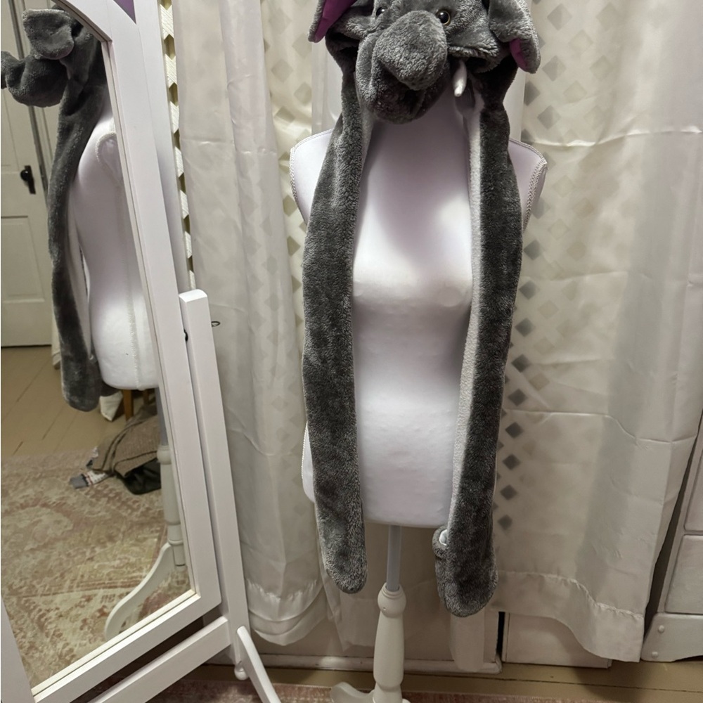 Gray Elephant Hooded Scarf